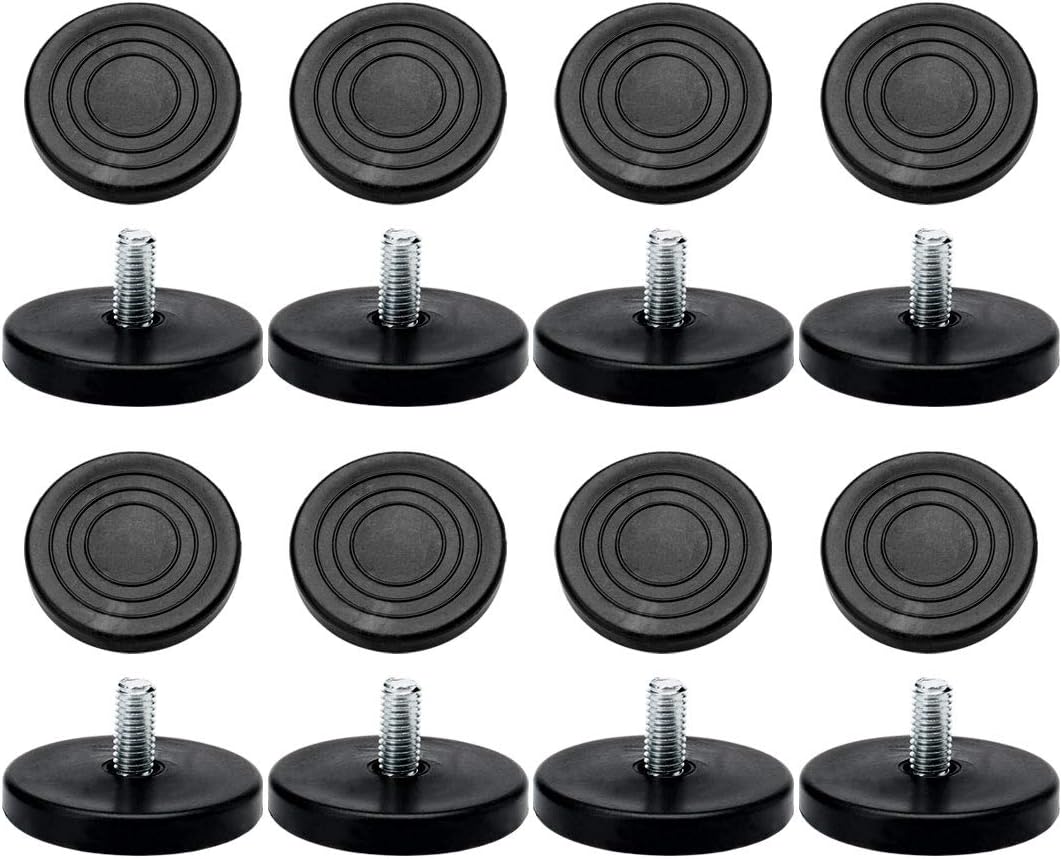 Sourcingmap M8 x 17 x 50mm Leveling Feet Adjustable Leveler Floor Protector Cover Pad for House Furniture Desk Table Chair Leg 16 Pack