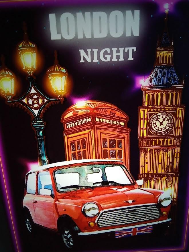 Amazon.co.jp: UK イギリス ロンドン ミニクーパー 夜景 看板 置物 
