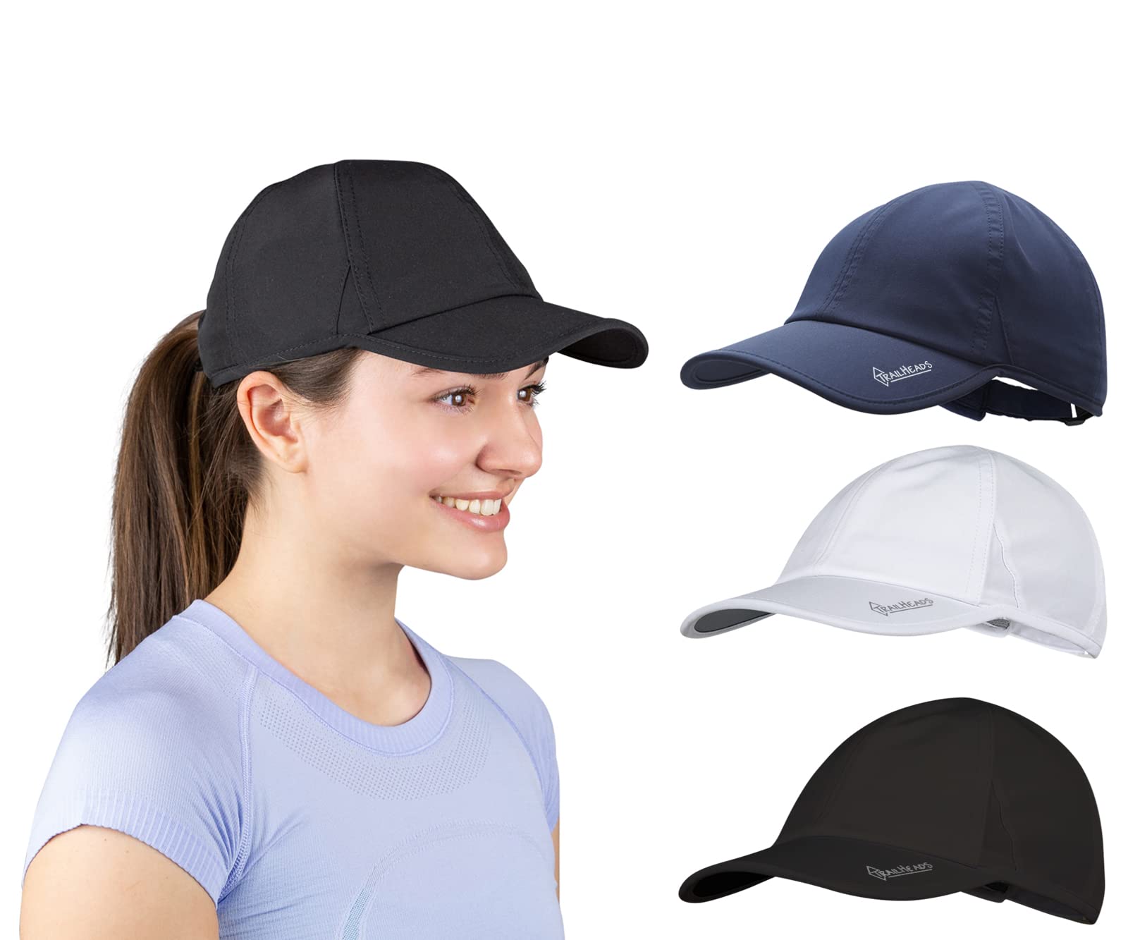 TrailHeads Cappelli da corsa da donna, protezione UV, 50+ UPF - Cappelli estivi da donna Cappellino da baseball - Tennis, Golf, Palestra, Allenamento