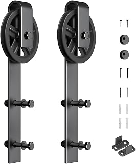 2PCS Barn Door Roller,Barn Door Hanger,Barn Door Wheel- Easy to Install- Fit for barn Door Track in Thick of 1/4"- Black(Big Wheel Hanger)