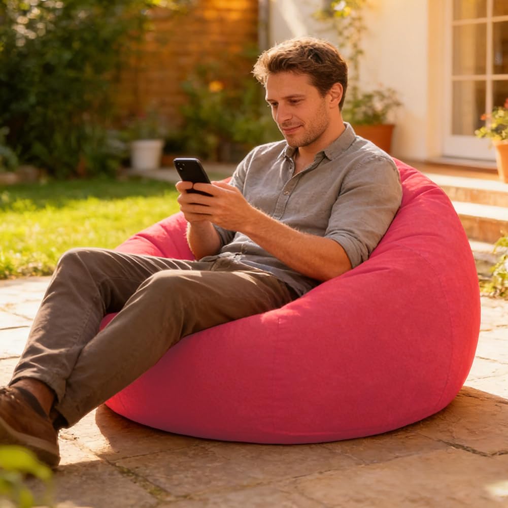 Divano gonfiabile e poltrona, pouf gonfiabile, comodo divano pieghevole per soggiorno, campeggio e giardino, gonfiabile e lavabile, poltrona singola per relax e tempo libero (rosso)