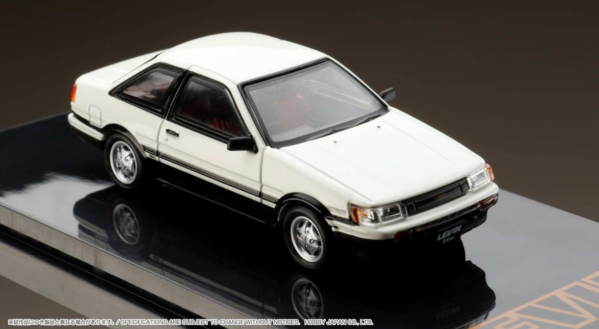 HJ64 1/64 Toyota Corolla Levin GT APEX 2 Door (AE86), White/Black