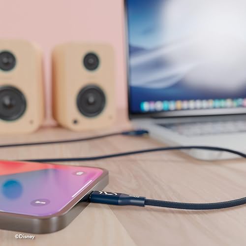 Miniatura 7 de Disney Mickey Mouse - Cargador de repuesto para iPhone de 6 pies de carga rápida  Cable de carga USB trenzado certificado MFI sincronización de