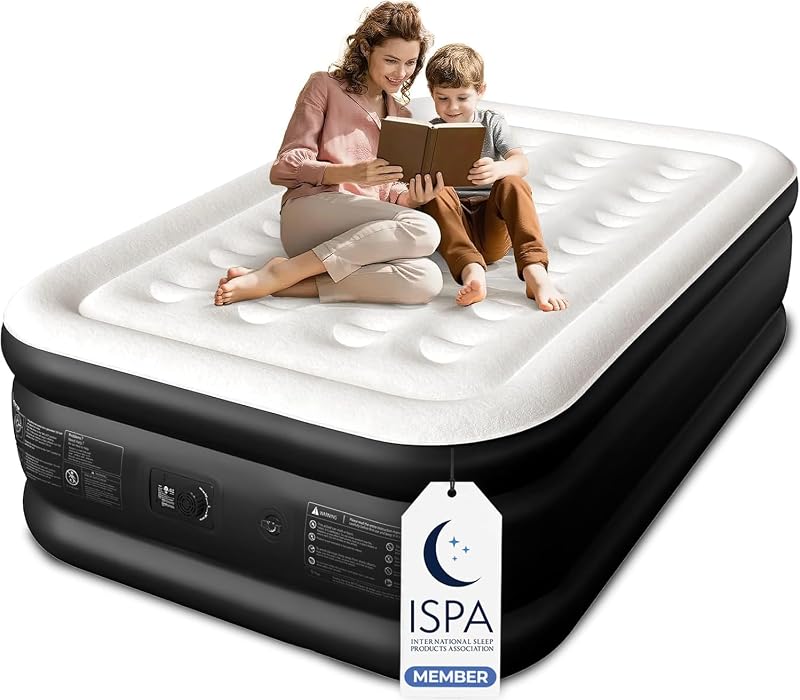 CHERIMOR Full Size Air Mattress with Built-in Pump 18in, Honeycomb Pillar | 18" Raised Comfort, 48Hr Leak-Proof Test, Upgraded Honeycomb Pillar Supports 600 lbs, 2.5-Min Inflation for Home Guest Room