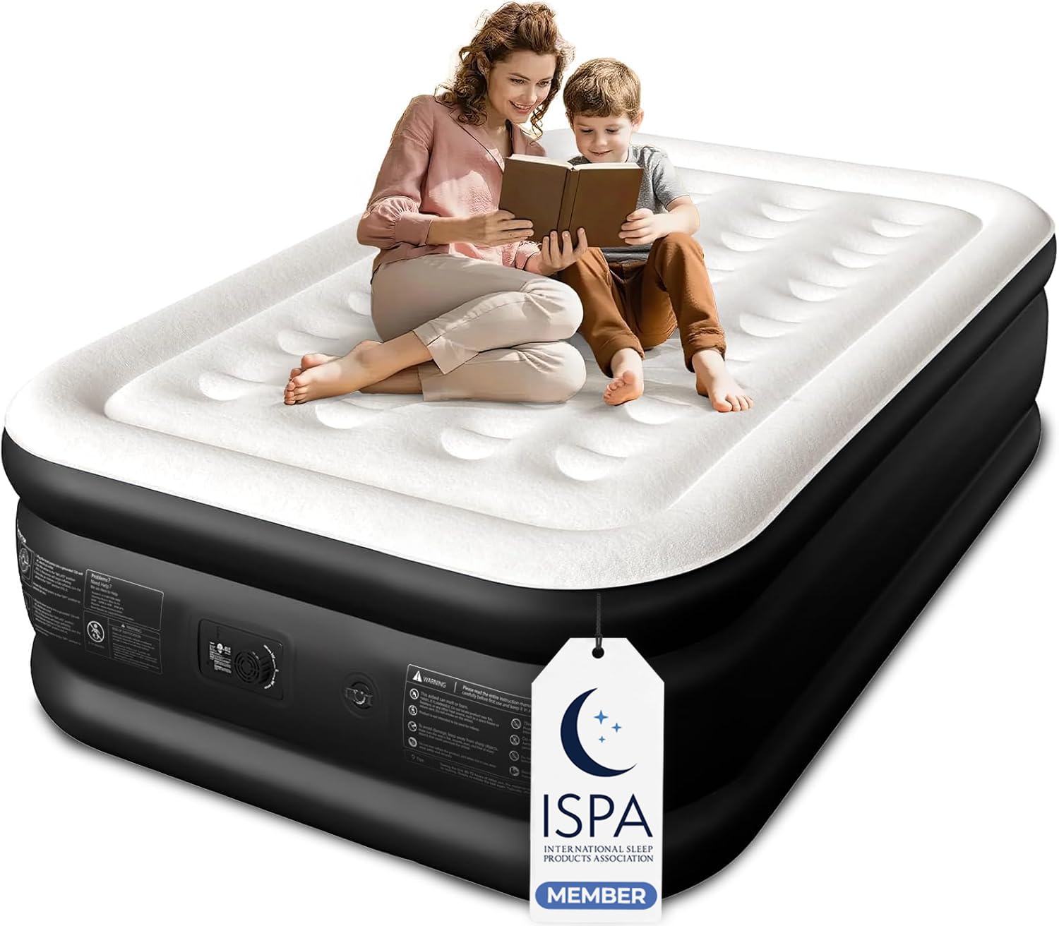 Photo 1 of CHERIMOR Full Size Air Mattress with Built-in Pump 18in, Honeycomb Pillar