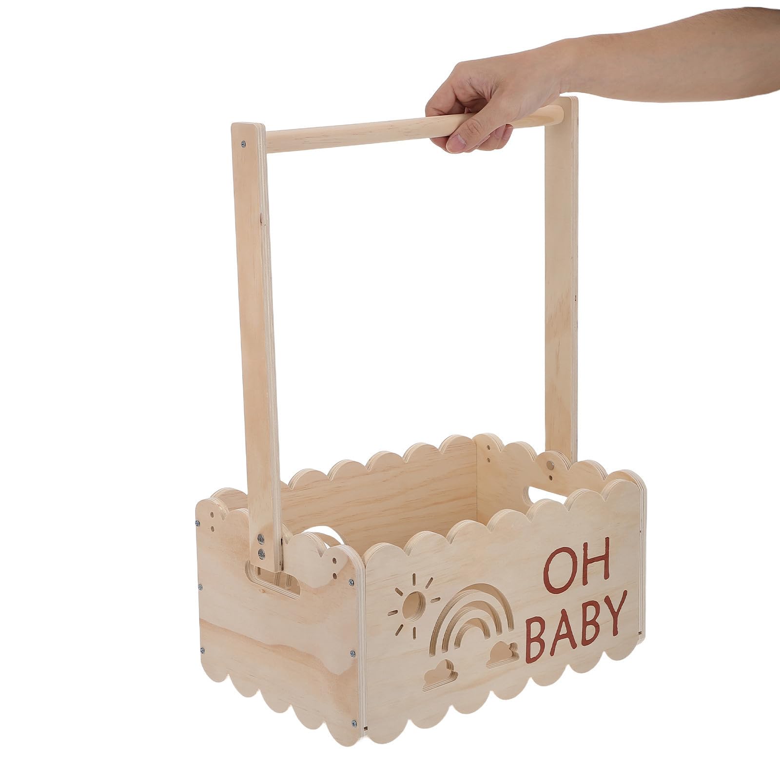 Drewniany Shower Crate Box z Wieszakami Do Przechowywania Ubranek Chłopca i Dziewczynki Organizer Noworodków Miesięcy Naturalne Drewno Antypoślizgowy Prezent Rodziców