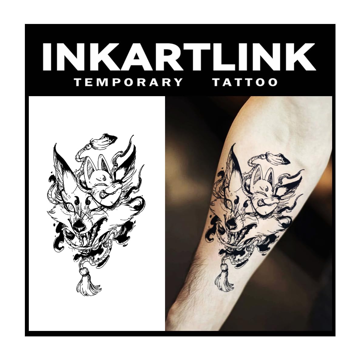 INKARTLINK Tattoo Tech, 2 Sheets Large Semi Permanent Tattoo, Adult Art Design Temporary Tattoos, Lasts 1-2 Weeks, Waterproof, Realistic Look, No