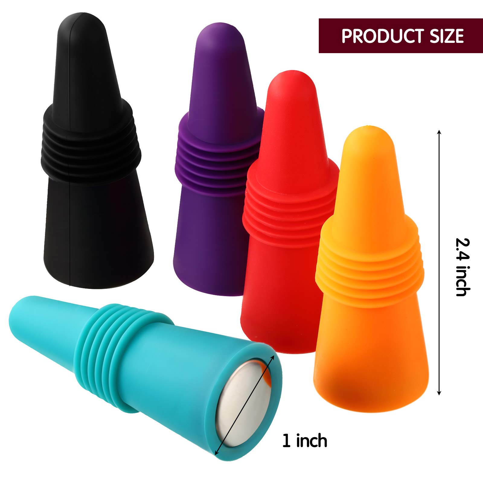 Tapón para botella de vino, sellador de botellas de silicona, tapón de tapón de goma para vino con agarre que mantiene la frescura a prueba de fugas para bar, cocina, fiesta de vacaciones, 2