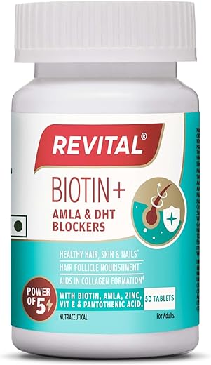 Revital Biotin+ with Amla and DHT Blockers for Hair Growth | Biotin, Amla, Zinc, Vitamin E & Pantothenic Acid | Supports Hair Strength & Skin...