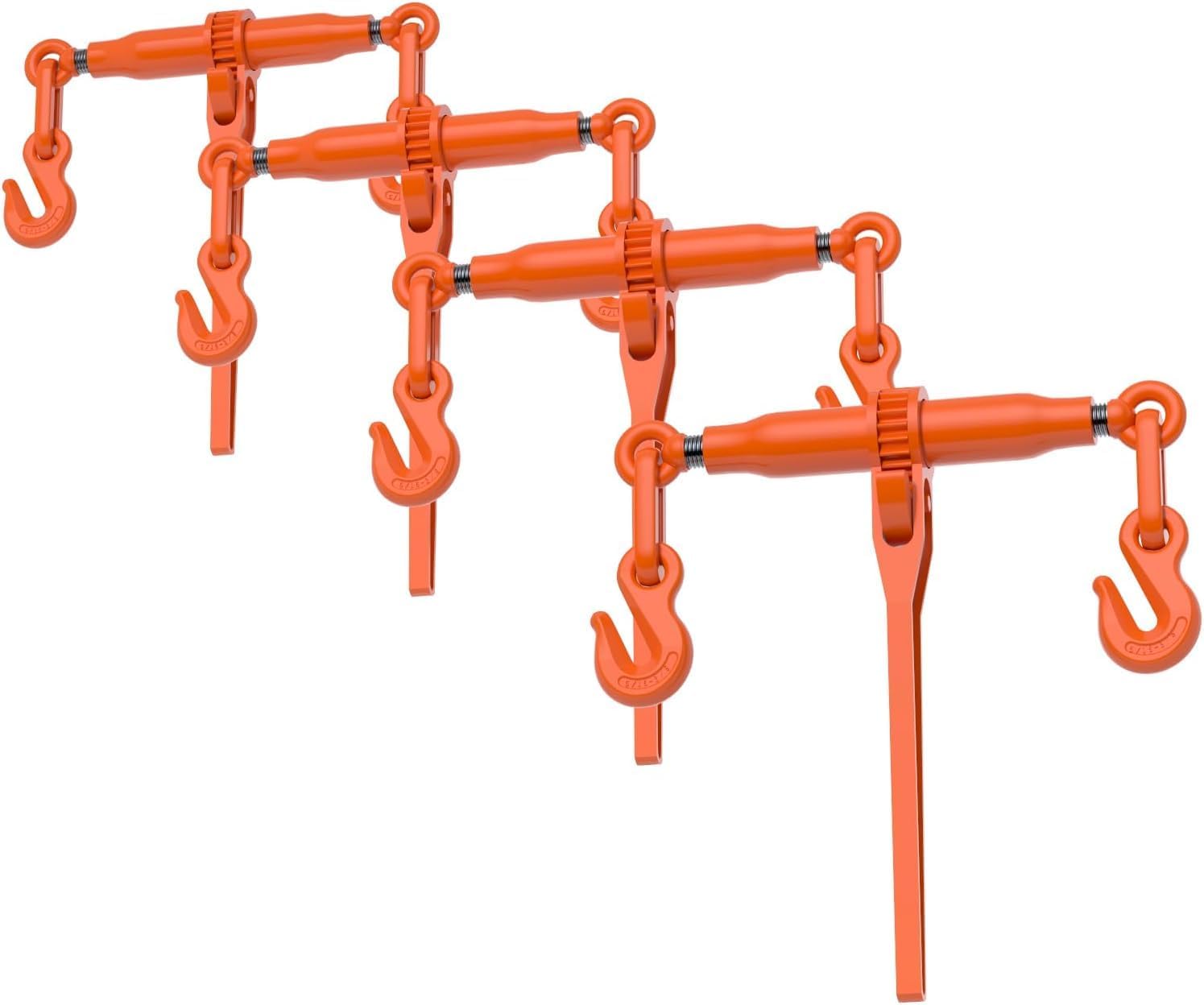 4 Pack Ratchet Load Binders with 2 Grab Hooks, Heavy Duty 5,400 Lbs Capacity Binders for 5/16"-3/8" Grade 70 Transport Chains, Ratchet Binders for Towing