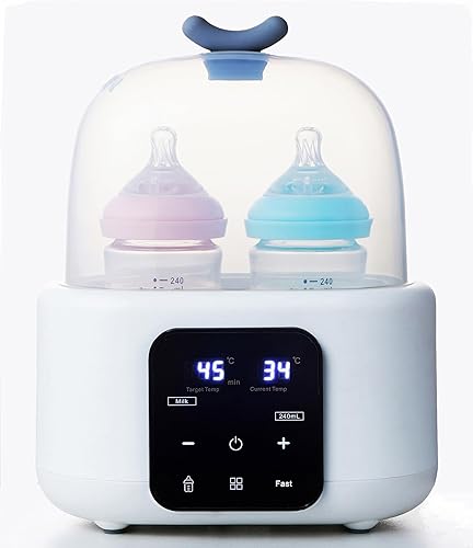 Calentador doble de biberones para bebés, 5 en 1, calentador rápido de leche materna de agua, calentamiento constante de 24 horas, tarros de comida