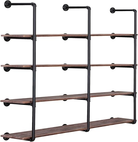 Miniatura 9 de Pynsseu Estante Industrial de Tubo de Hierro para Montaje en Pared, Estantería Abierta DIY de Granja, Estantes de Tubo para Cocina Baño, Librerías