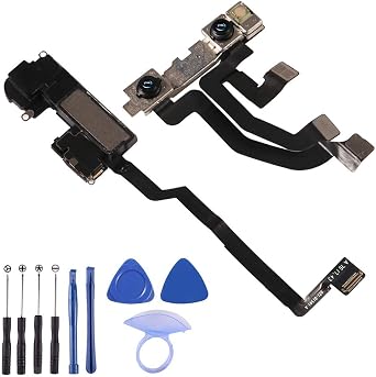 متوافق مع iPhone X Face Front Camera Flex Cable + Earpiece Sound استبدال