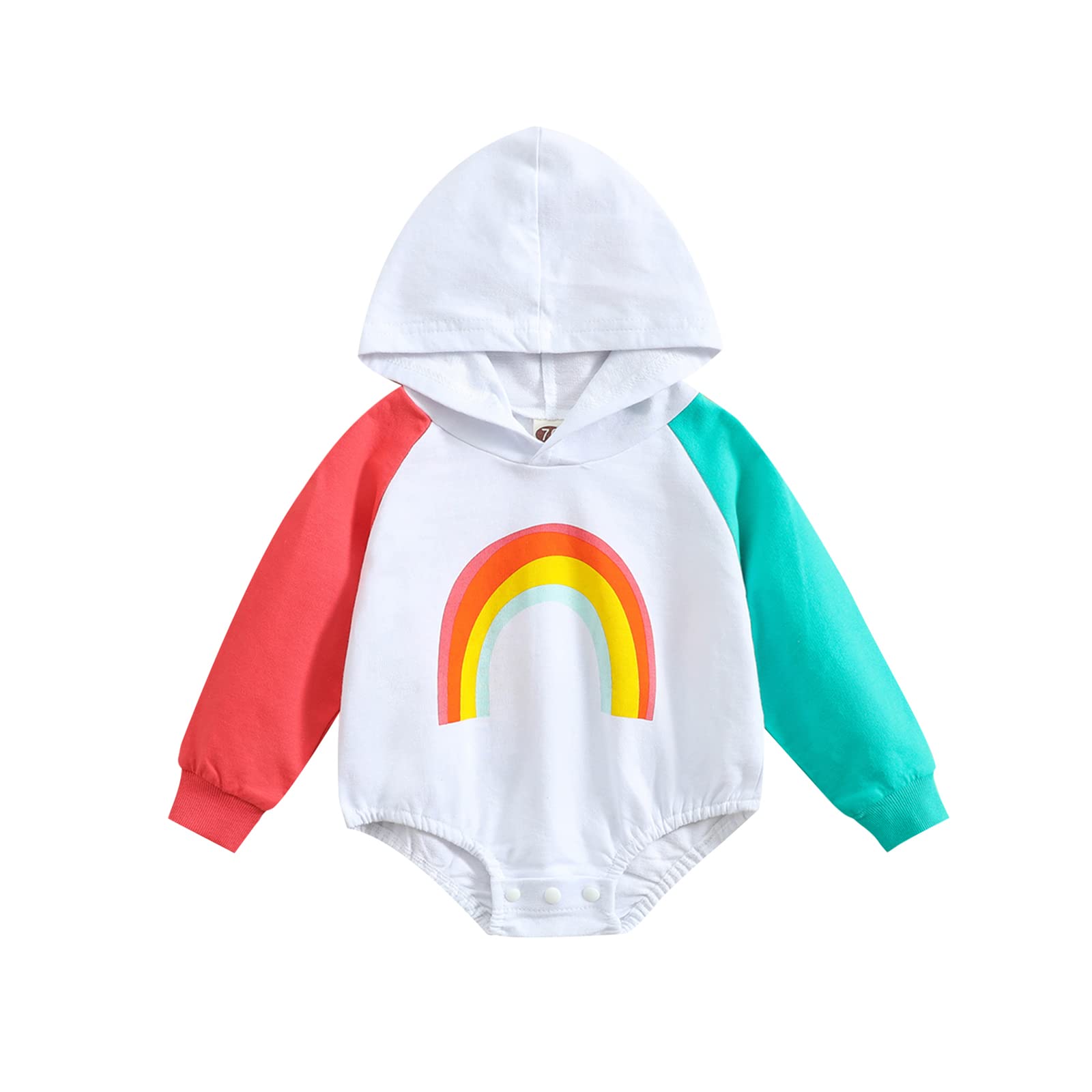 Fall Winter Newborn Baby Girl Sweatshirt Rainbow Long Sleeve Hooded