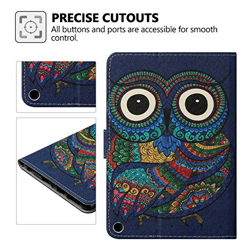 Smart Case For Amazon Fire Hd 8 10Th Gen 2020 & Fire Hd 8 Plus 2020, Techcircle Slim Folding Stand Magnetic Pu Leather Wallet Style Protective Cover With Card Pockets, Auto Wake/Sleep, Ethnic Owl #TOP4