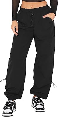 DISCIPBUSH Cargo Pants Women Baggy - Parachute Pants for Women, Rave Pants Y2K Pants, Festival Outfits for Women
