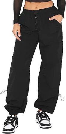 DISCIPBUSH Cargo Pants Women Baggy Parachute Pants for Women Rave Y2K Festival Outfits Hiking Camping Essentials
