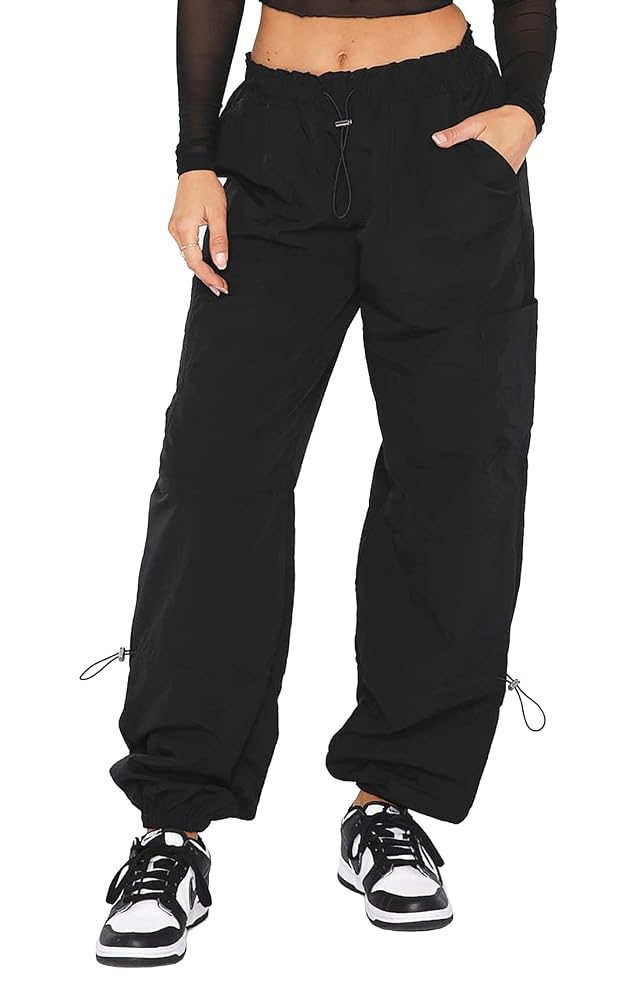 DISCIPBUSH Cargo Pants Women Baggy - Parachute Pants for Women Rave Pants Y2K Pants Festival Outfits for Women