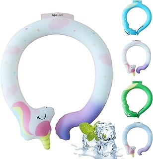 Neck Cooling Tube Kids Reusable Ice Ring Neck Cooler Tube for Kids Ice Ring Wearable Body Cooling Products for Outdoor Indoor, Relief for Hot Flashes and Summer (Pink Pony)