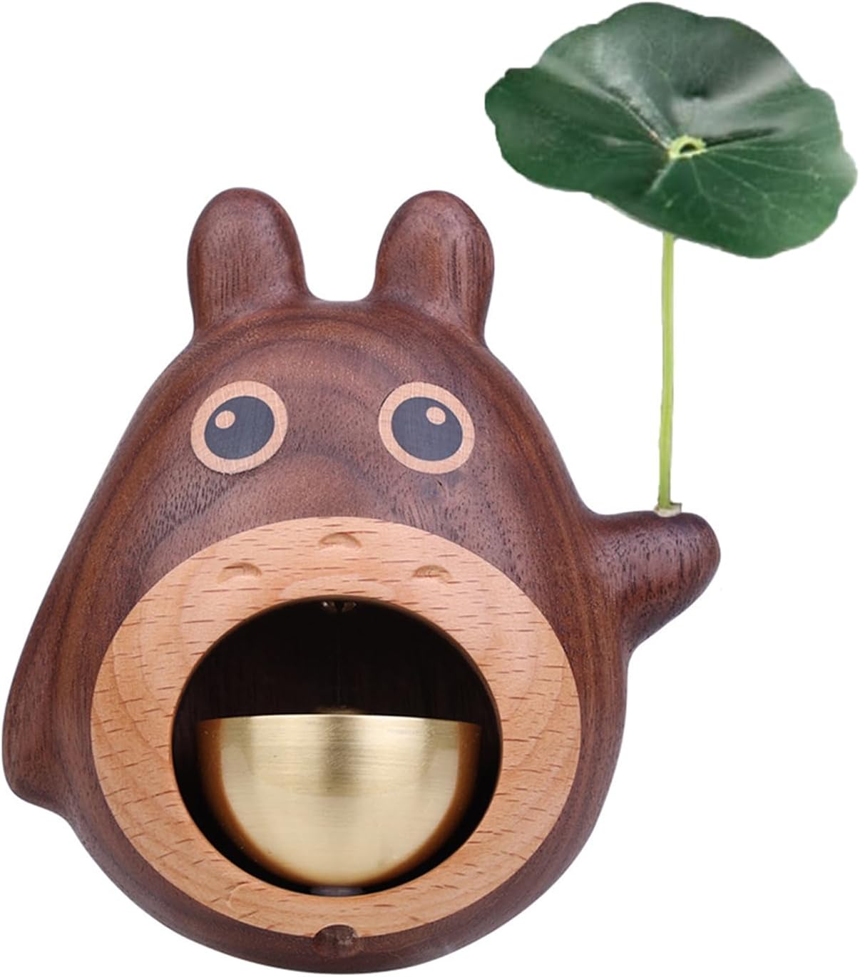 Magnetic Attached Wood Doorbell,Wooden Style Brass Magnetic and Double-Sided Tape doorbell shopkeepers Bell for Door Opening Black Walnut Cartoon Doorbell for Housewarming Gift