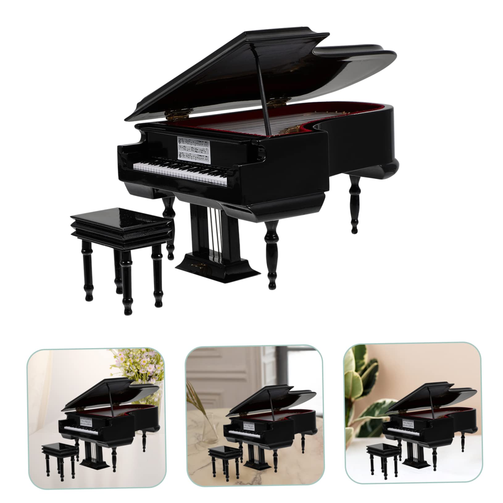 VICASKY Mini Pianoforte Decorativo Nero, Portatile da Scrivania | Legno, Metallo e Plastica, Stile Semplice e Unico, per Camera da Letto o Palmo della Mano