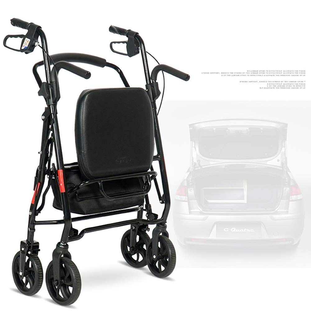 Walker Rollator Mobility Aids Andador de Cuatro Ruedas para Personas Mayores con Asiento, Ligero y portátil, se Puede Utilizar para Comprar Comida y Comprar
