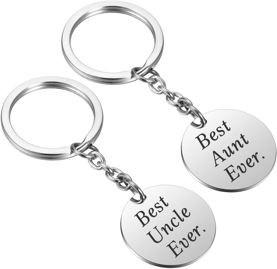 Best Aunt Uncle Ever Gift Set 2 Pack New Aunt Keychains Promoted to Uncle Gifts Stainless Steel