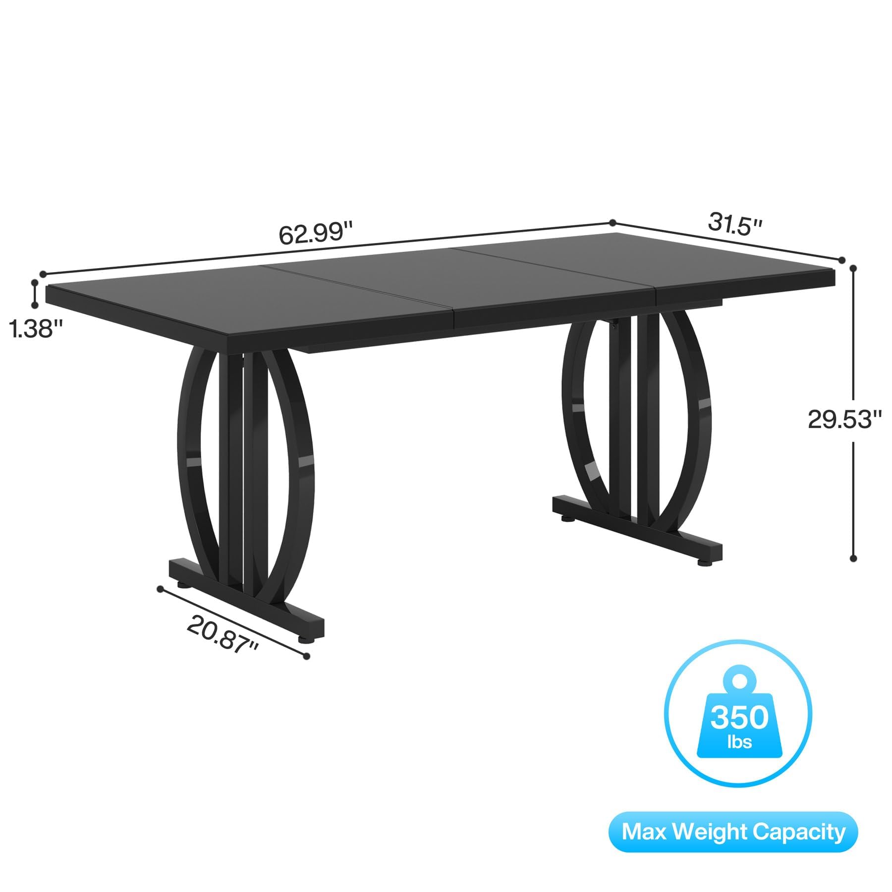 Tribesigns Mesa de escritorio de 160 cm con patas metálicas robustas, escritorio moderno y sencillo, escritorio para ordenador portátil, sala de trabajo, mesa de trabajo