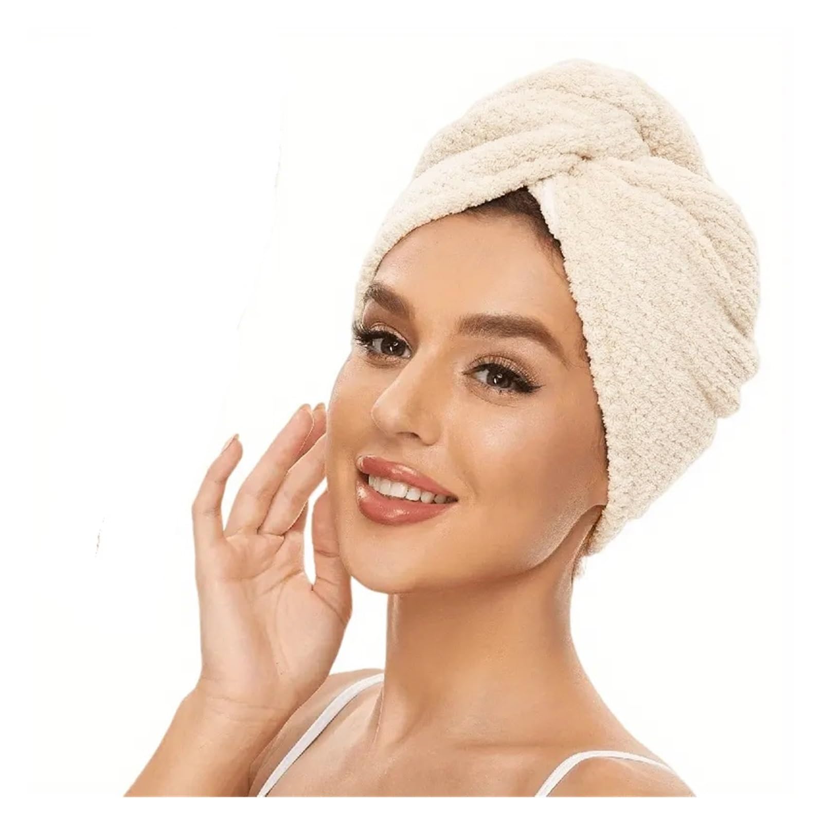 Bonnet serviette cheveux absorbant et texturé pour un séchage rapide