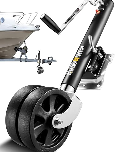 Gato de remolque de barco de alta resistencia de 2000 libras, soporte de lengüeta de remolque con ruedas dobles de 8 pulgadas y montaje giratorio