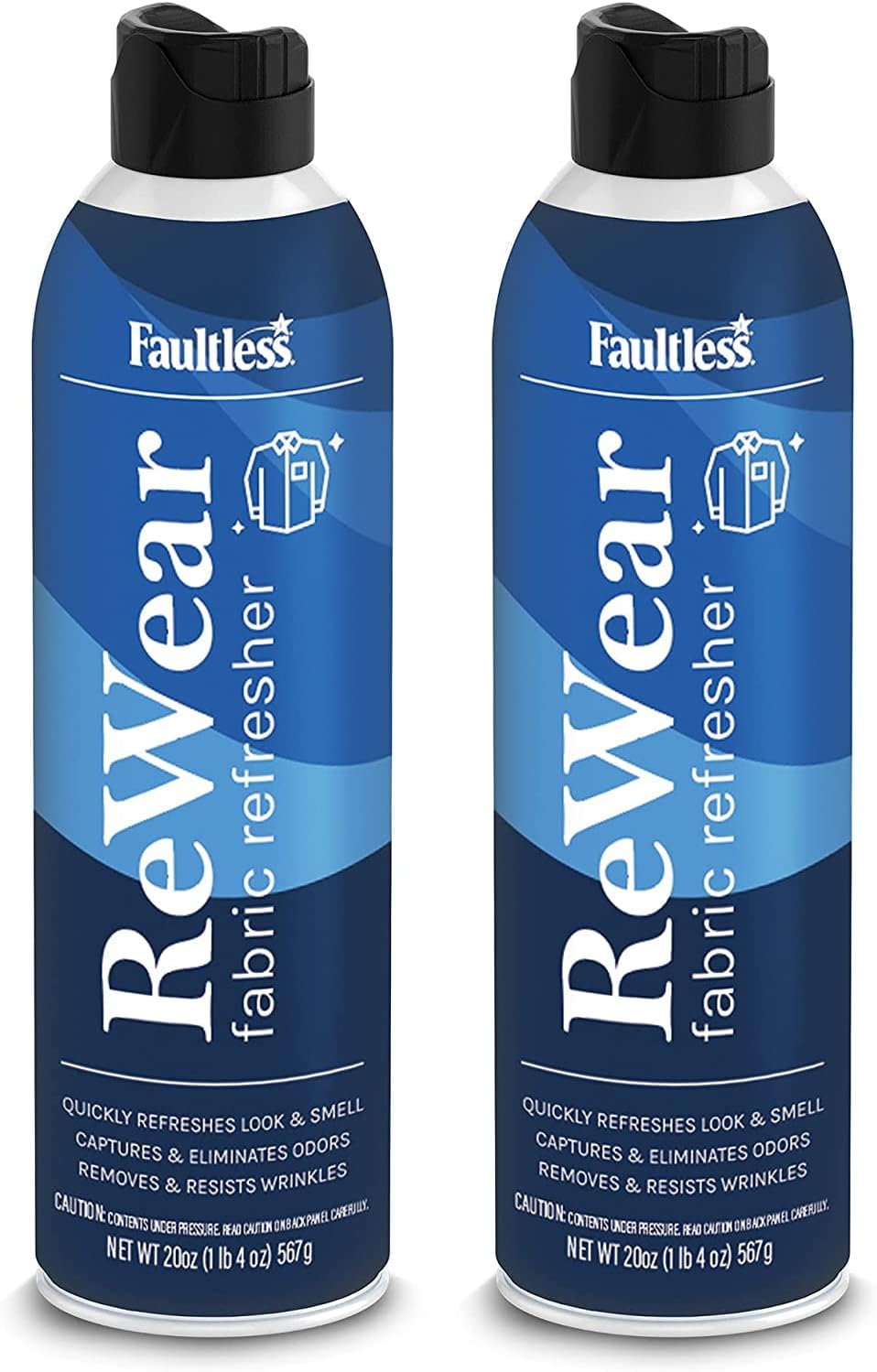 ReWear Dry Wash Spray for Clothing – Wrinkle Remover, Fabric Refresher Spray, Captures Odors – Like Dry Shampoo for Clothes: Fresh Look W/Out Laundry, 20oz 2 Pack