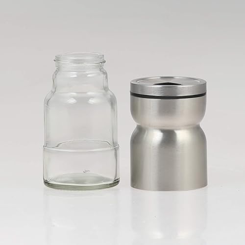 Miniatura 3 de Salero y pimienta con agujeros ajustables para verter tapas dispensadoras. Juego de 2 piezas de acero inoxidable con parte inferior de cristal.