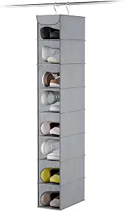Whitmor Hanging Shoe Organizer, 8 Shelves, Grey