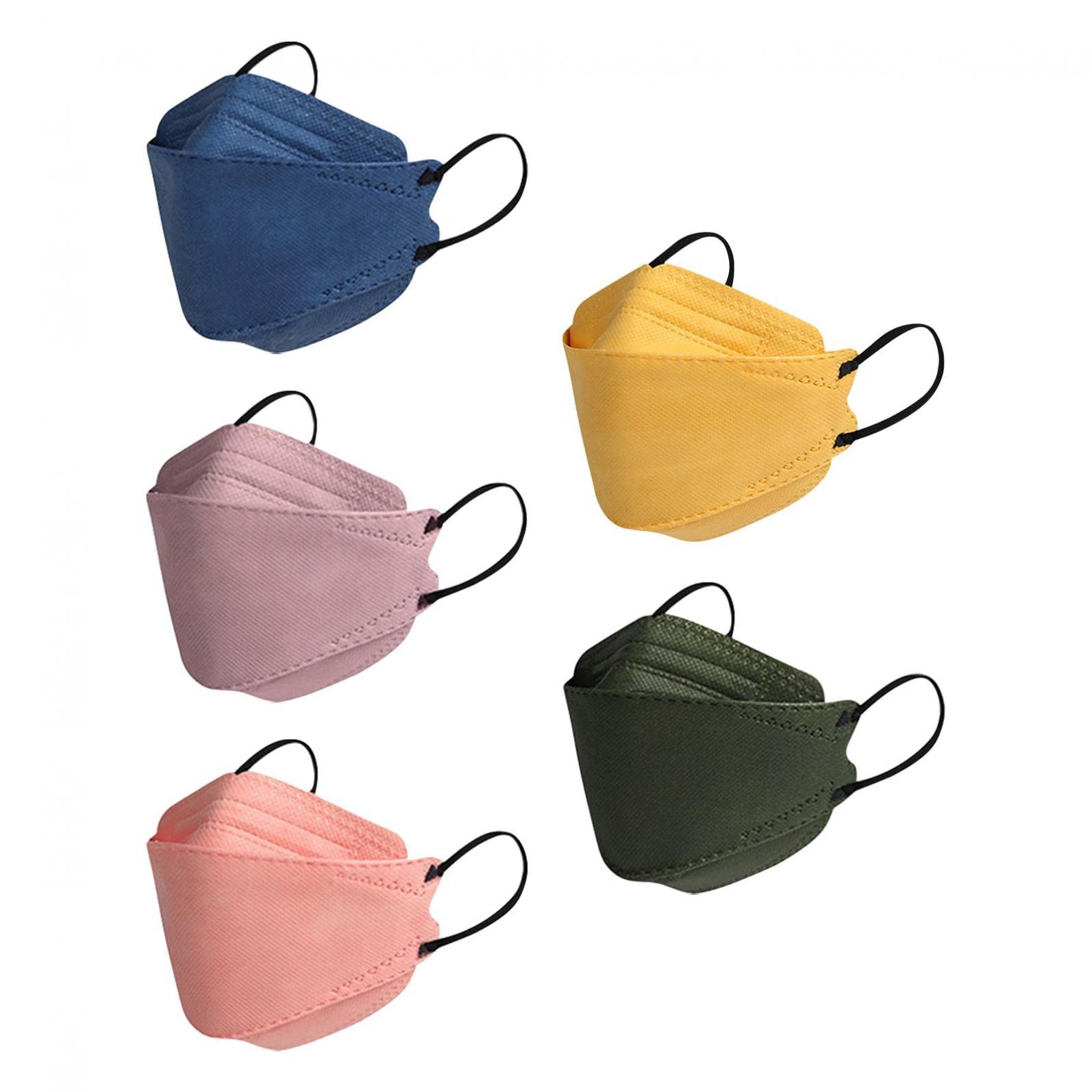 50 Pcs Children Multicolor KF94 Face Mask, 4-Ply Filter KF94 Face Mask for Kids with Elastic Earloop and Nose Clip