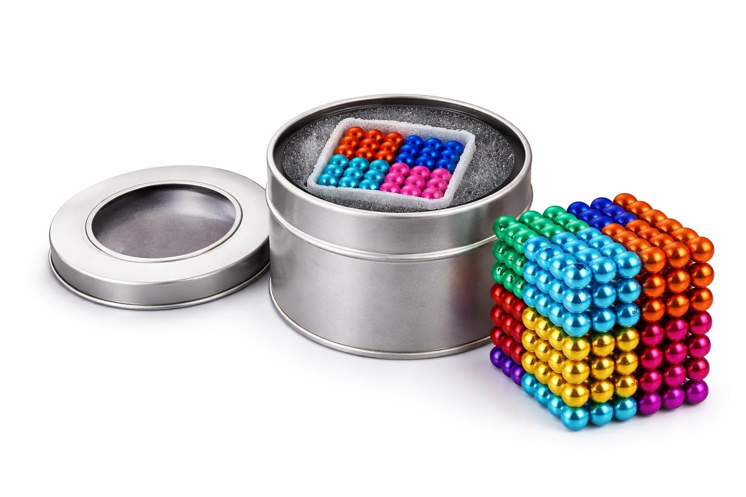 Magnetic Balls New Trending 216 Pcs Ball Toys for Kids - Educational Learning - New Trending 6x6 Cube with 6 Colors 5mm Balls with Metal Storage Tin (5mm Size) (1) Pack of 1-image-33