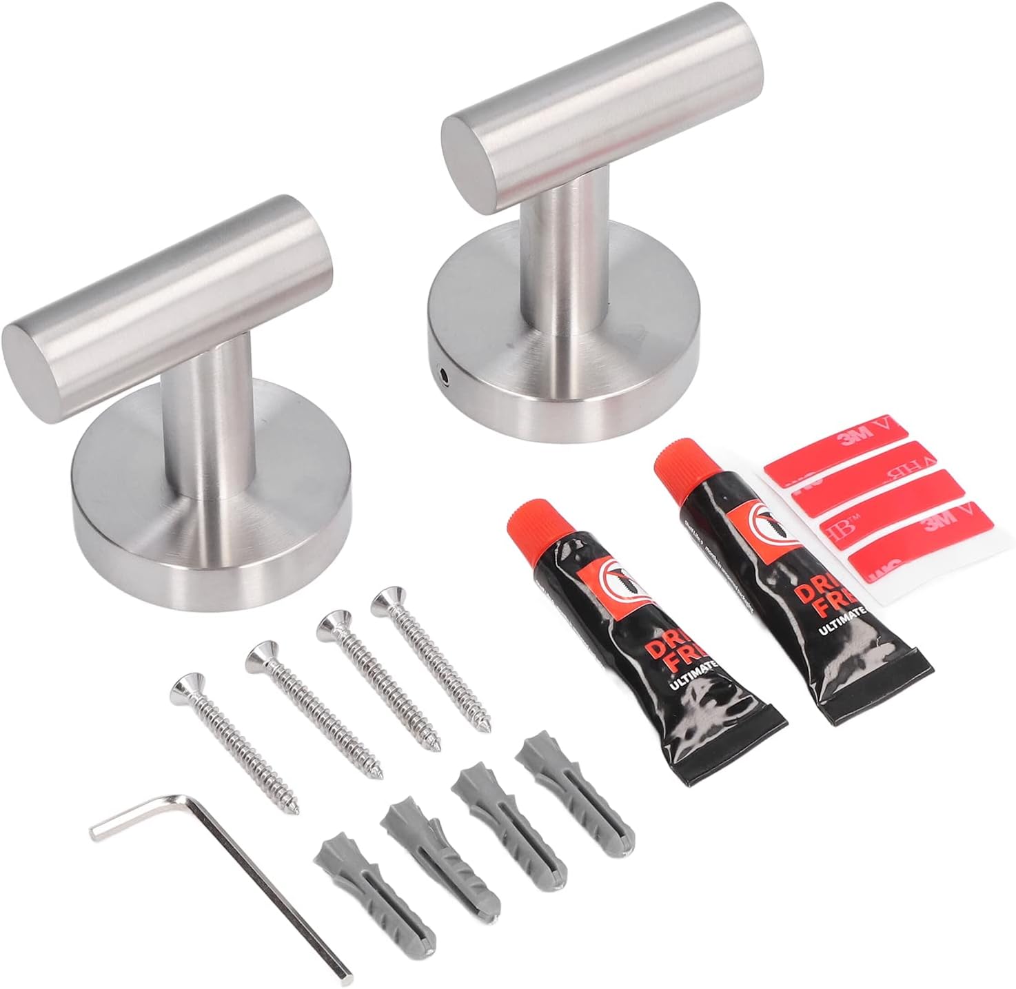 2Pcs Brushed Stainless Steel Bathroom Towel Hook, Wall Mounted Space Saving Design for Hanging Robes Coats Hats, with 304 Stainless Steel for Bathroom Kitchen Office