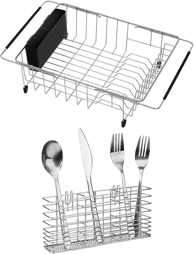 SANNO Expandable Dish Drying Rack, Large Dish Rack