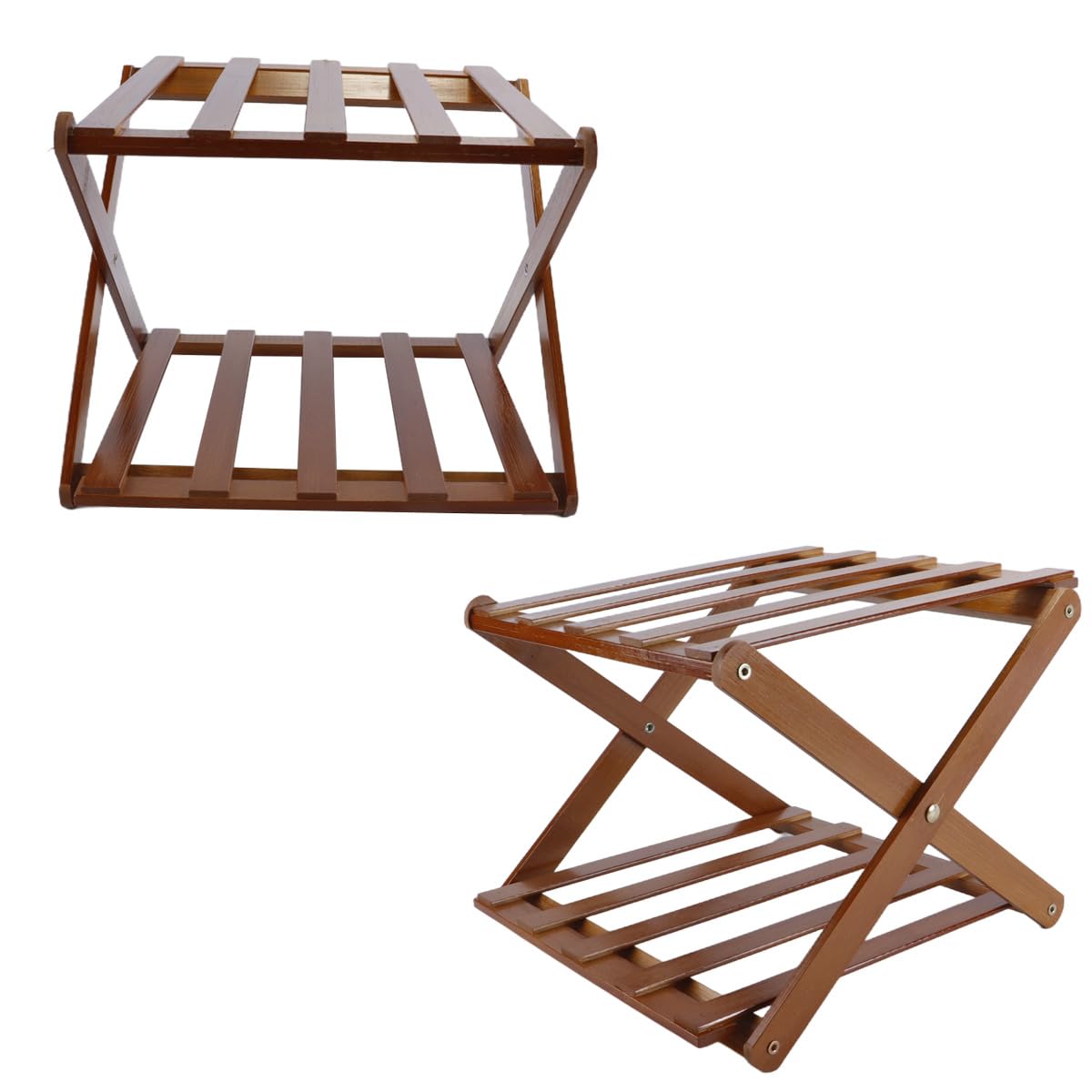 Vertikales kleines faltbares Schuhregal, hoch, schmal, schmal, Lagerschrank, Eckregal für Flur, Schlafzimmer, Flur, kleine Räume, Braun, 2 Ebenen