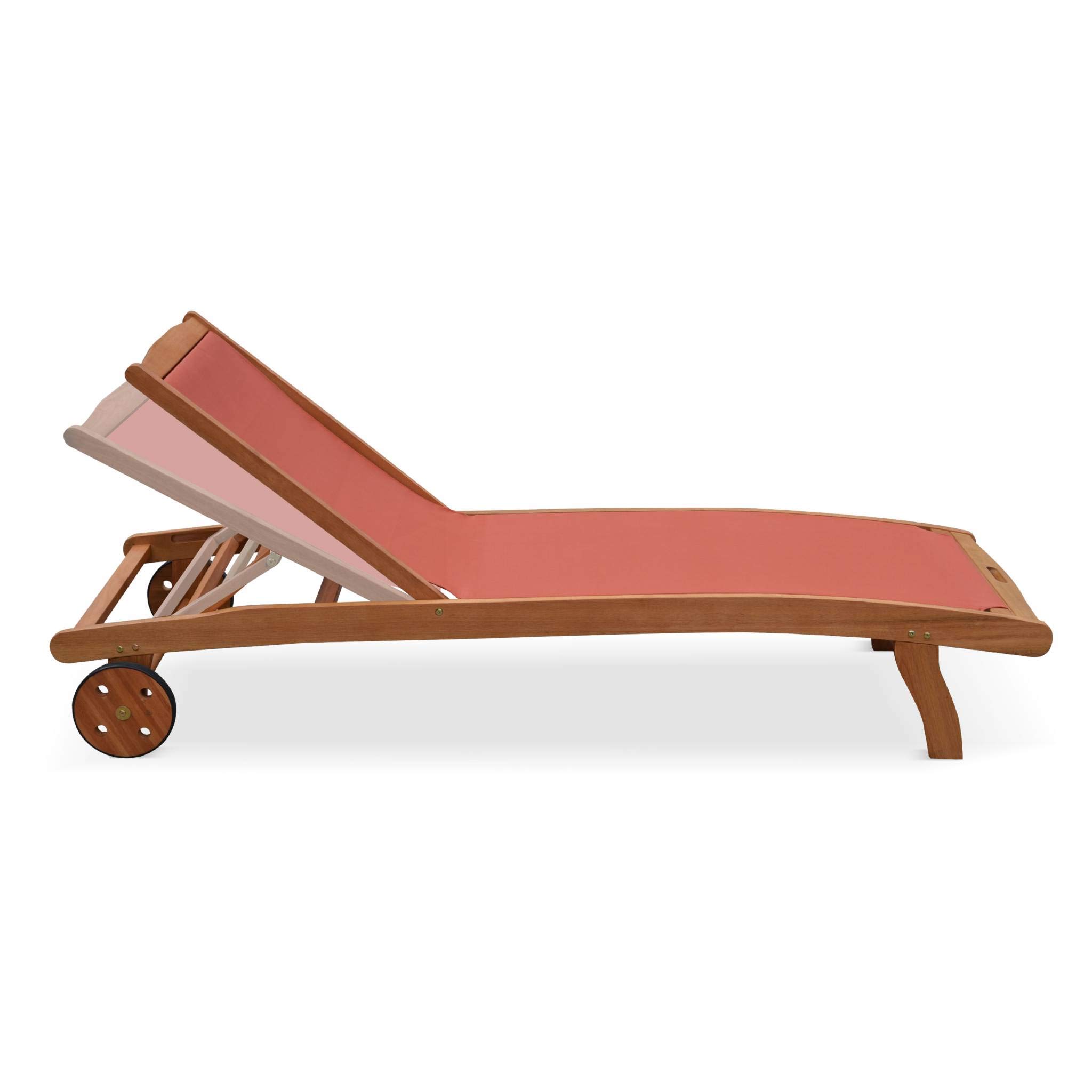 Alice's Garden sweeek-Tumbona de Madera multiposición con Ruedas, Set de 2 Terracota - 196x68x91 cm | Marbella