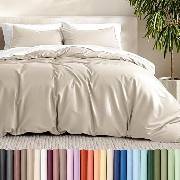 Bare Home Duvet Cover Set 1800 Ultra-Soft Queen, Sand