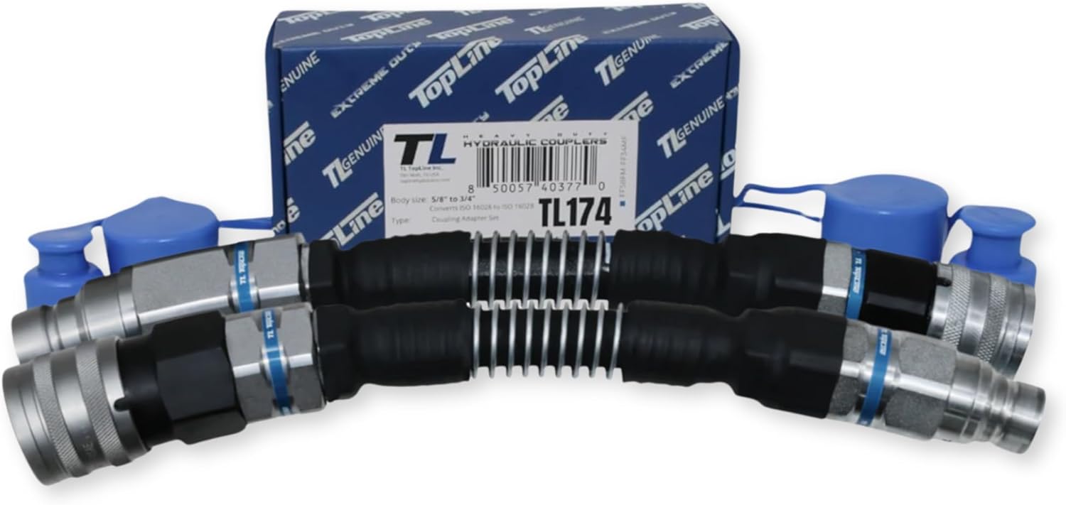 Adapter Set Flat Face Coupler | Converts 1/2 Body to 3/8 Body | Hydraulic Quick Connect Coupler | ISO 16028 | Model TL144