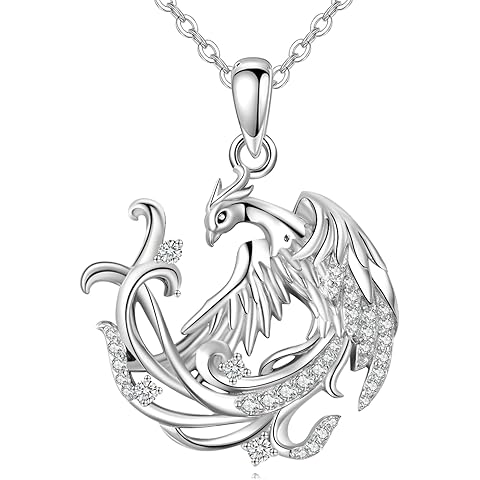 AOBOCO Phoenix Pendant Necklace 925 Sterling Silver for Women Mom Rising Phoenix Necklace Pendant Rise from the Ashes Jewelry Gifts for Women Christmas Birthday