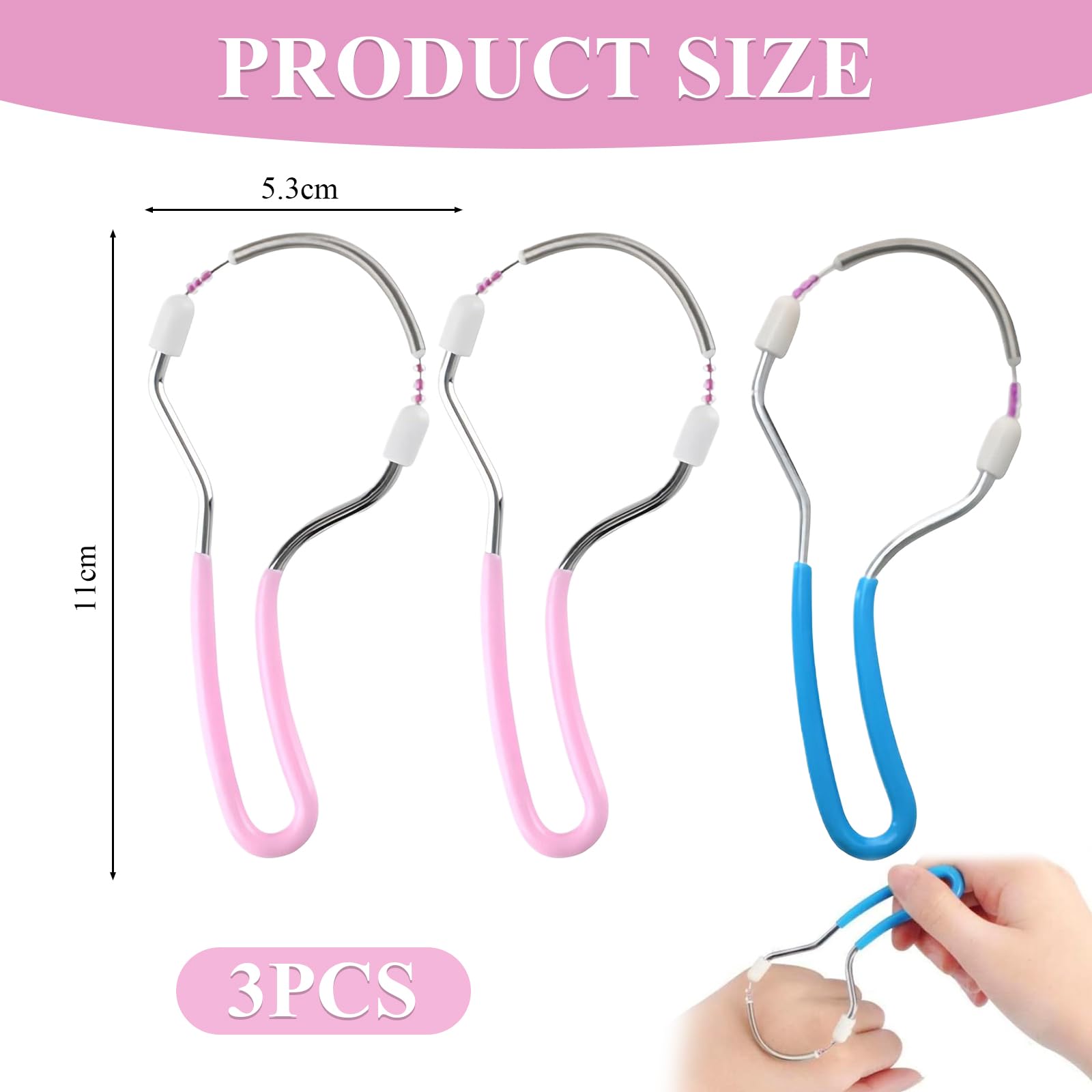 3 Stück Gesichtshaarentferner,Gesichtsepilierer, Frühlings Gesichtsepilierer,Manueller Tragbarer Epilierer Geeignet Für Gesichtshaarentfernung Stirn Wange Oberlippe(Pink Und Blau)