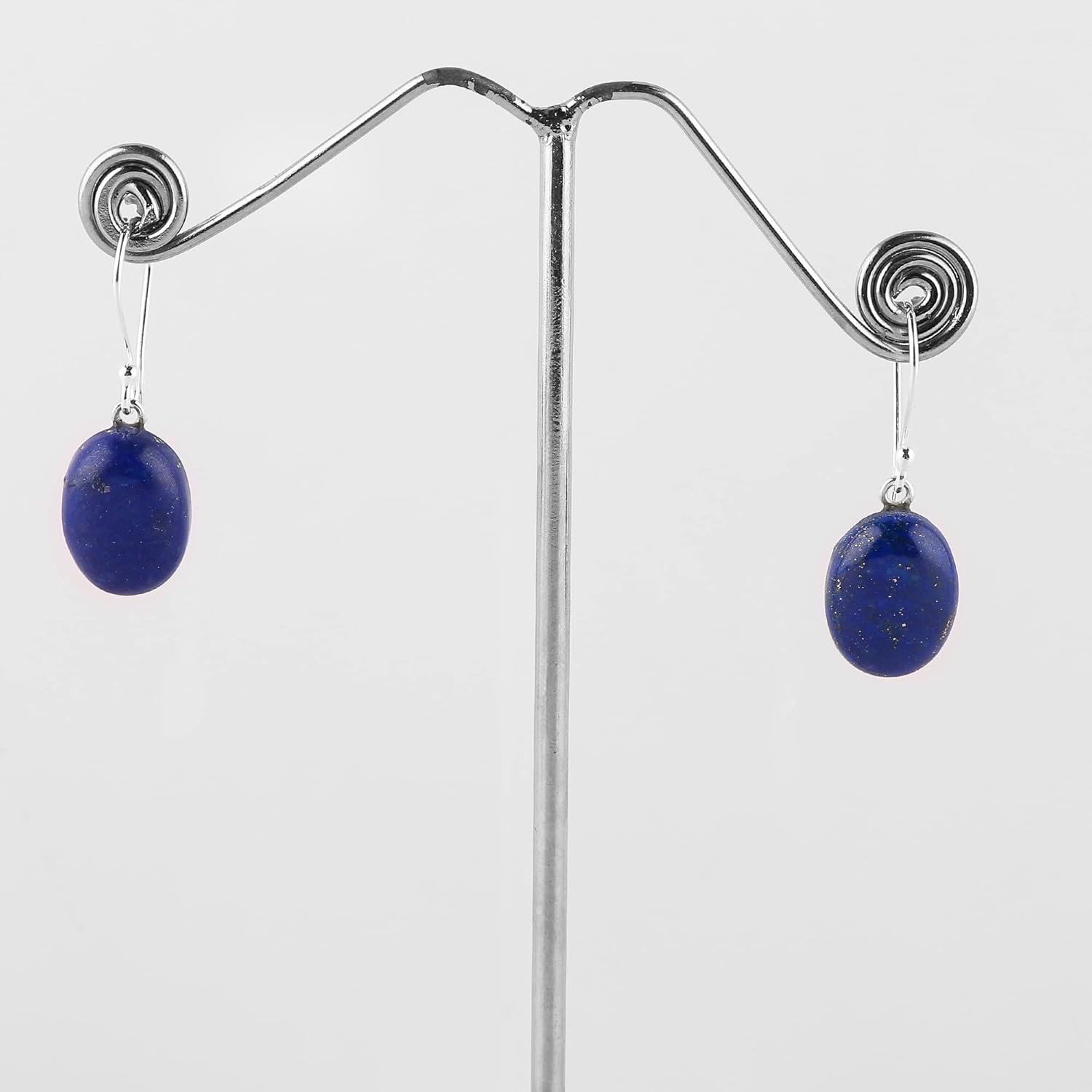 925 Sterling Silver Designer Earrings, Natural Lapis Lazuli Gemstone, Handmade Bohemian Jewelry, Healing Crystals Earring for Women, Christmas Gift (Approx.14x10mm) - Image 5