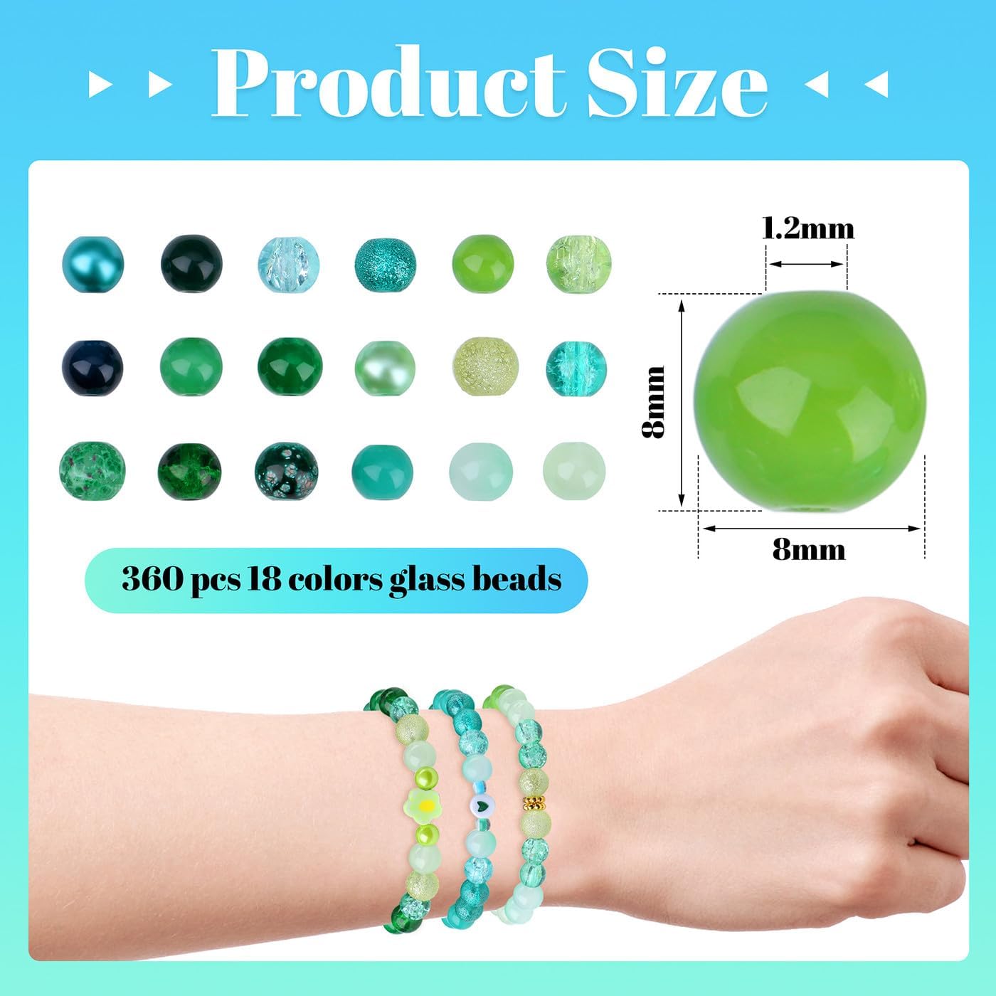 DUQGUHO 8mm Green Beads for Jewelry Making Green Glass Beads for Bracelets, Necklaces & DIY Crafts 360PCS - Image 4