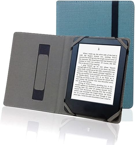 Funda universal de lino natural para lector de libros electrónicos de 6 pulgadas (azul egeo)