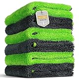 VIGORSHINE 6-Pack Microfiber Towels for Cars (16"×12") Ultra Absorbent and Scratch-Free Car Detailing Cleaning Cloth, Trucks, Home Cleaning, Pet Drying, Boats, and Motorcycles, Gift Packed
