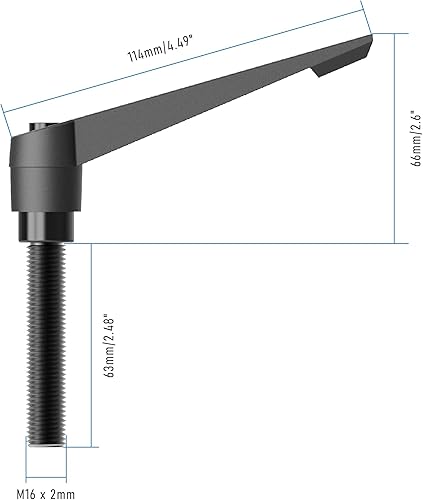 Miniatura 32 de Manijas de palanca de sujeción, rosca macho M8 x 2.362 in, cierre de liberación rápida ajustable, tornillos giratorios para maquinaria de torno
