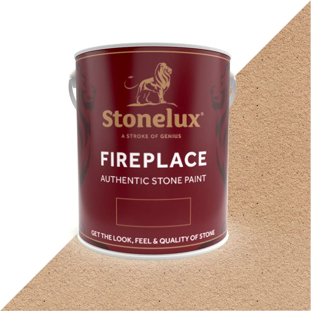 StoneLux® Fireplace Paint – Stone Effect Heat Resistant Paint for Fire Surrounds, Hearths and Inglenooks RICH BUFF 17 2.5 Litre — image 1