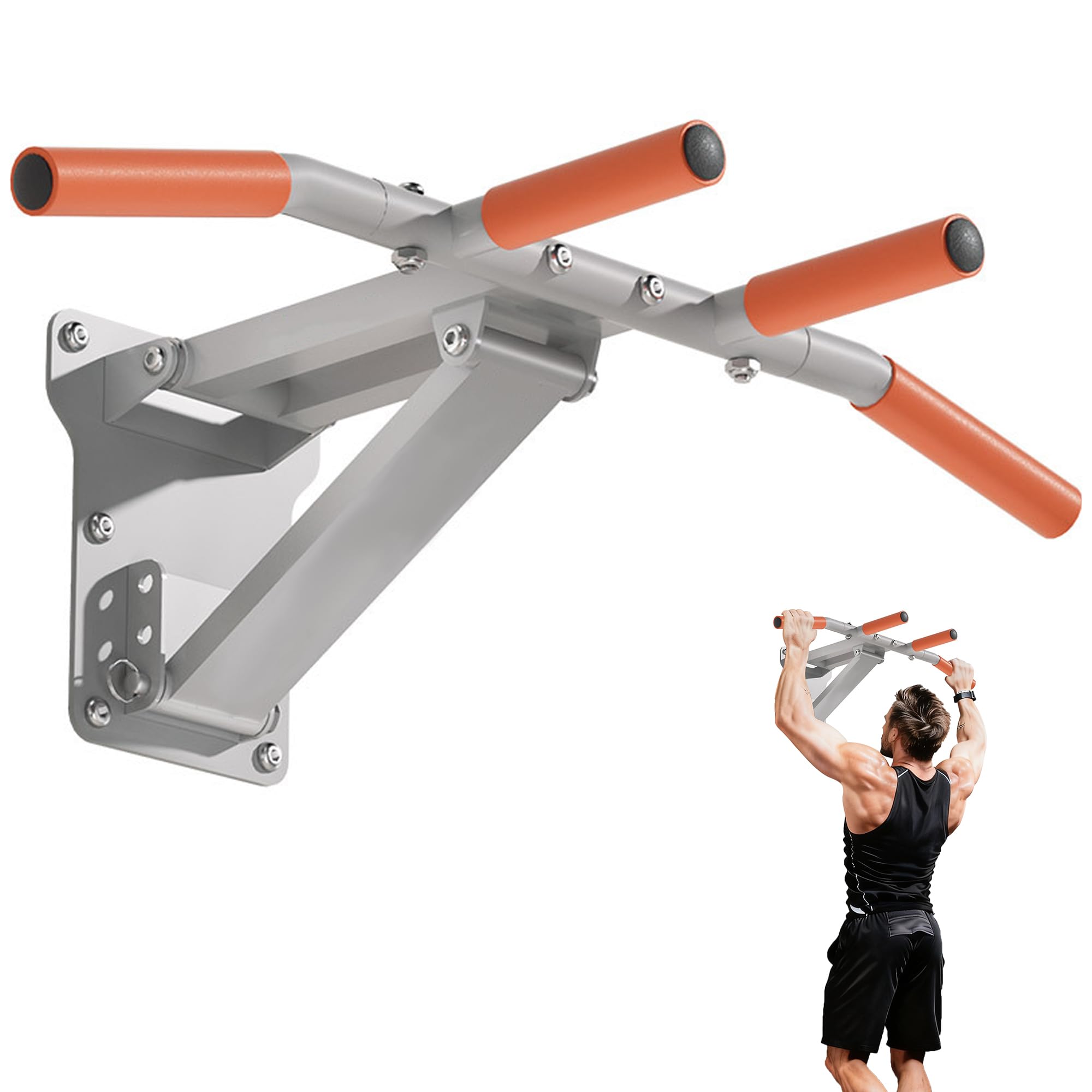 Barra de dominadas para pared Pullup Up, montaje en pared, barra de dominadas ajustable, multifunción, plegable, barra de dominadas, gimnasio en casa, dispositivos deportivos para el hogar, color